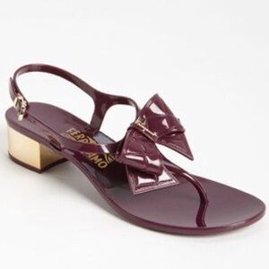 Salvatore Ferragamo Plum Sandals with Gold Accent